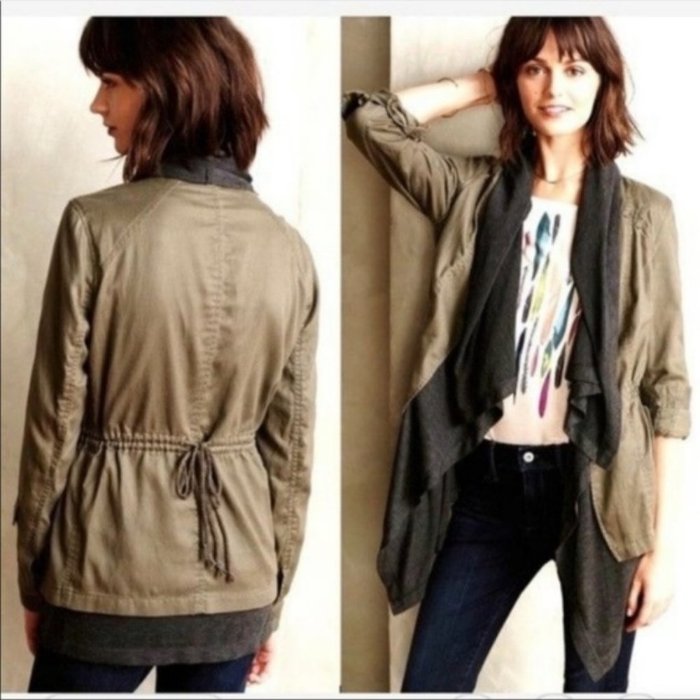 Anthropologie Hei Hei Military Army Green Cascade  Cascade Anorak Jacket Coat